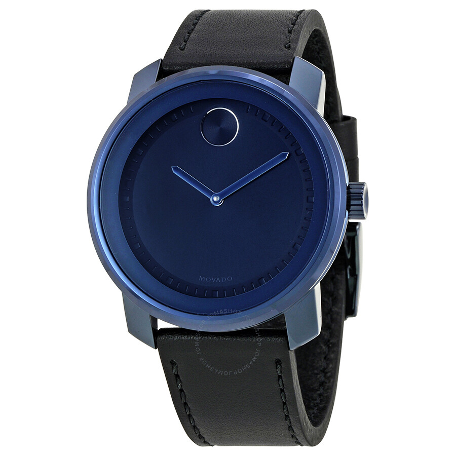 Movado Bold Blue Dial Leather Unisex Watch 3600408 - Bold - Movado