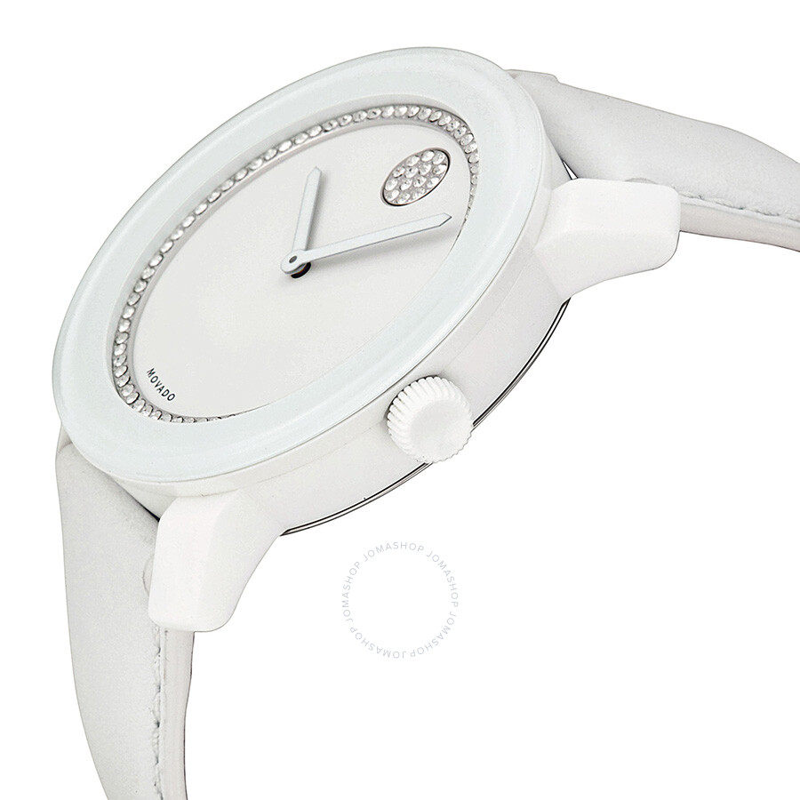 Movado Bold White Dial White Leather Strap Unisex Watch ...