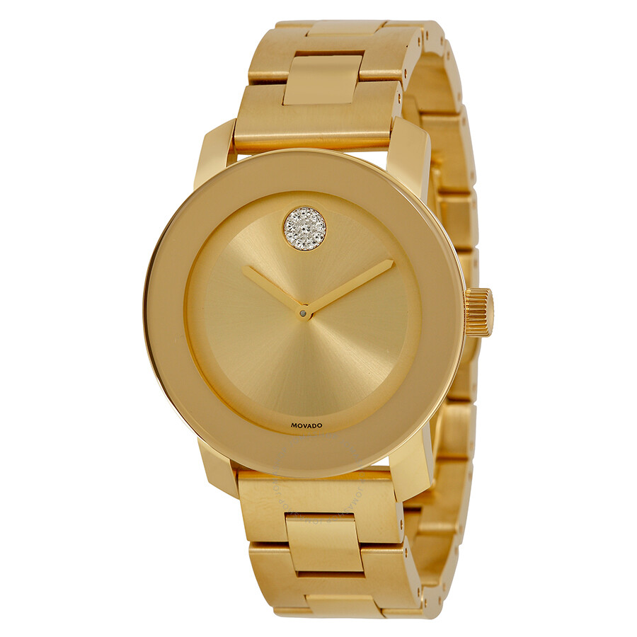 Movado Bold Yellow Gold Ion Plated Stainless Steel Ladies Watch 3600104 ...