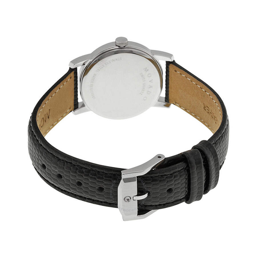 Movado Museum Black Dial Black Leather Strap Ladies Watch 2100004 ...