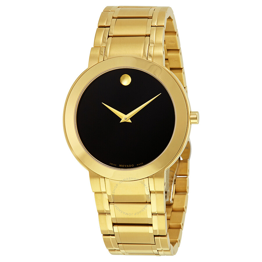 Movado Stiri Black Dial Gold-tone Stainless Steel Men's Watch 0606941 