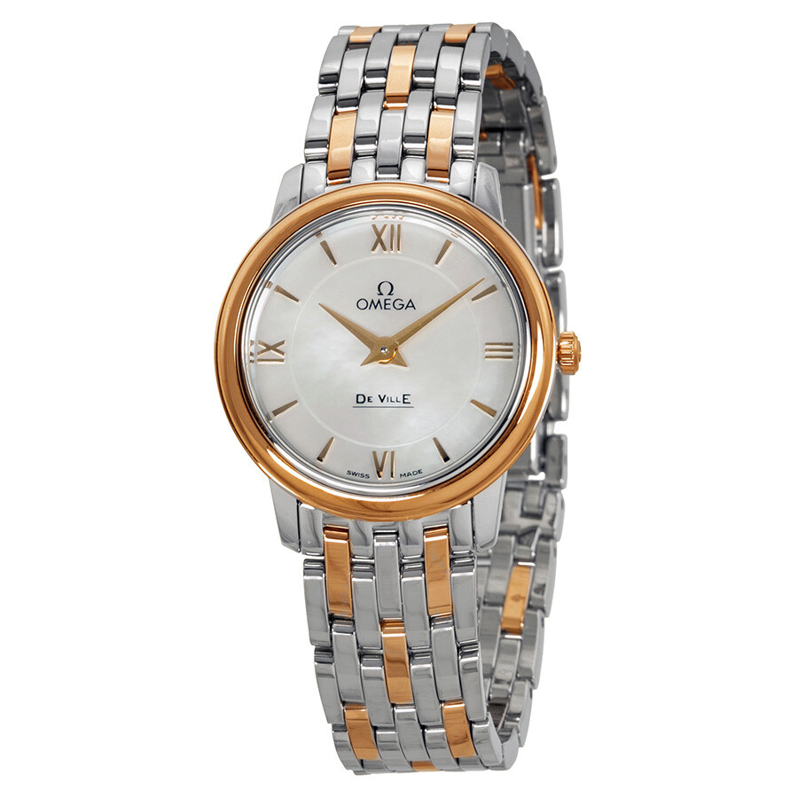 Omega DeVille Prestige Mother of Pearl Staless Steel and 18kt Gold