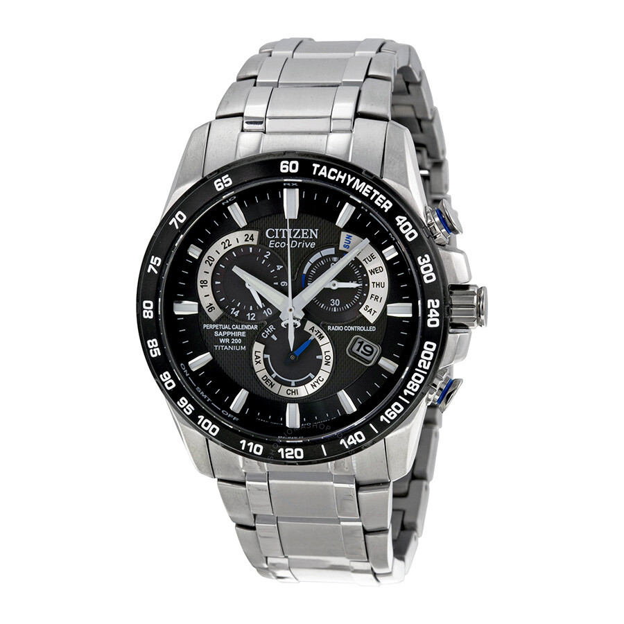 Open Box - Citizen Perpetual Chrono A-T Eco-Drive Black Dial Titanium ...