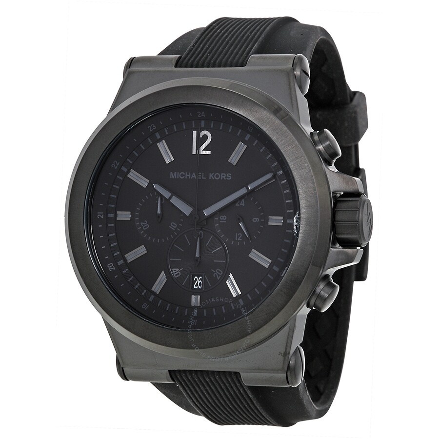 Open Box - Michael Kors Dylan Black Silicone Strap Men's Watch MK8152 ...