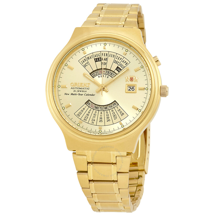 Orient Perpetual Calendar World Time Automatic Gold Dial Men's Watch