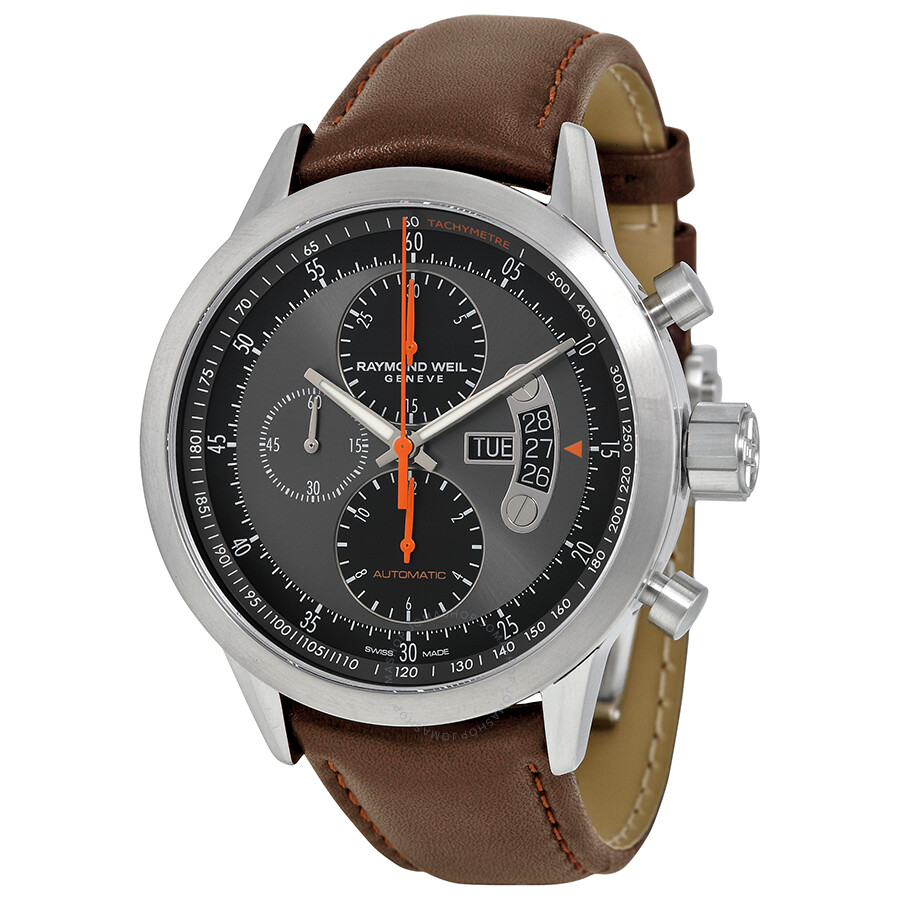 Raymond Weil Freelancer Grey and Black Dial Brown Leather Men's Watch ...