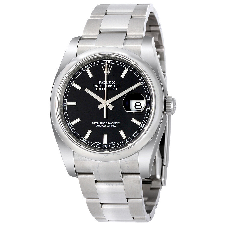 Rolex Datejust 36 Black Dial Stainless Steel Oyster Bracelet Automatic ...