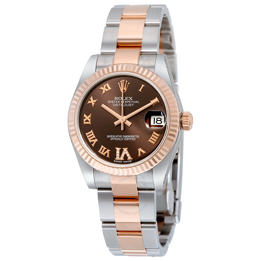 ladies rolex oyster perpetual datejust 18k and stainess