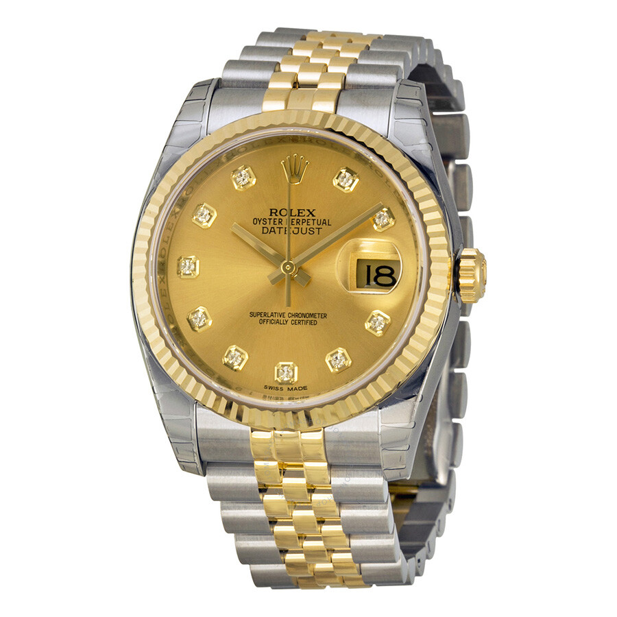Rolex Oyster Perpetual Datejust 36 Champagne Dial Stainless Steel and ...