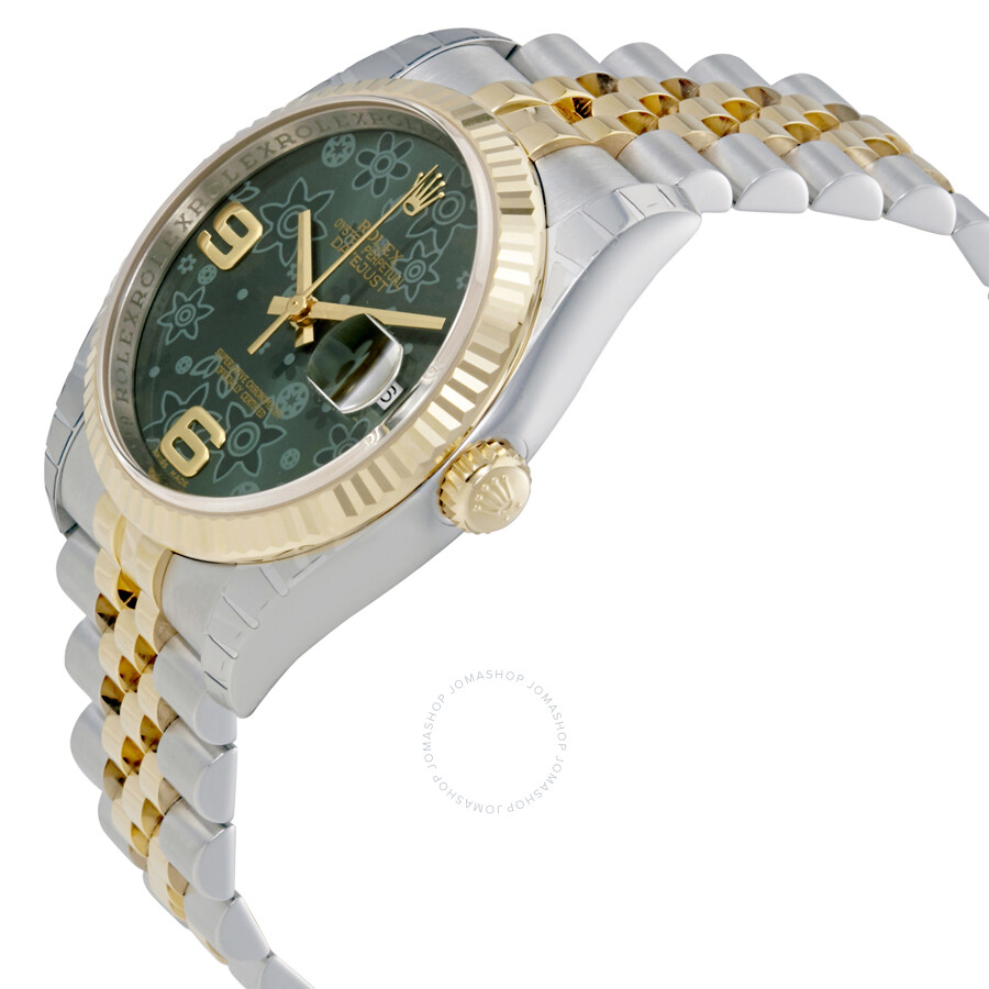 Rolex Oyster Perpetual Datejust 36 Green Floral Dial Steel ...