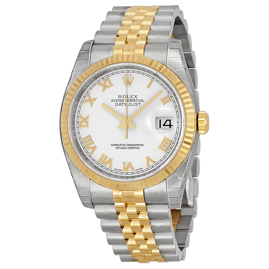 Rolex Oyster Perpetual Datejust 36 White Dial Stainless Steel and 18K ...