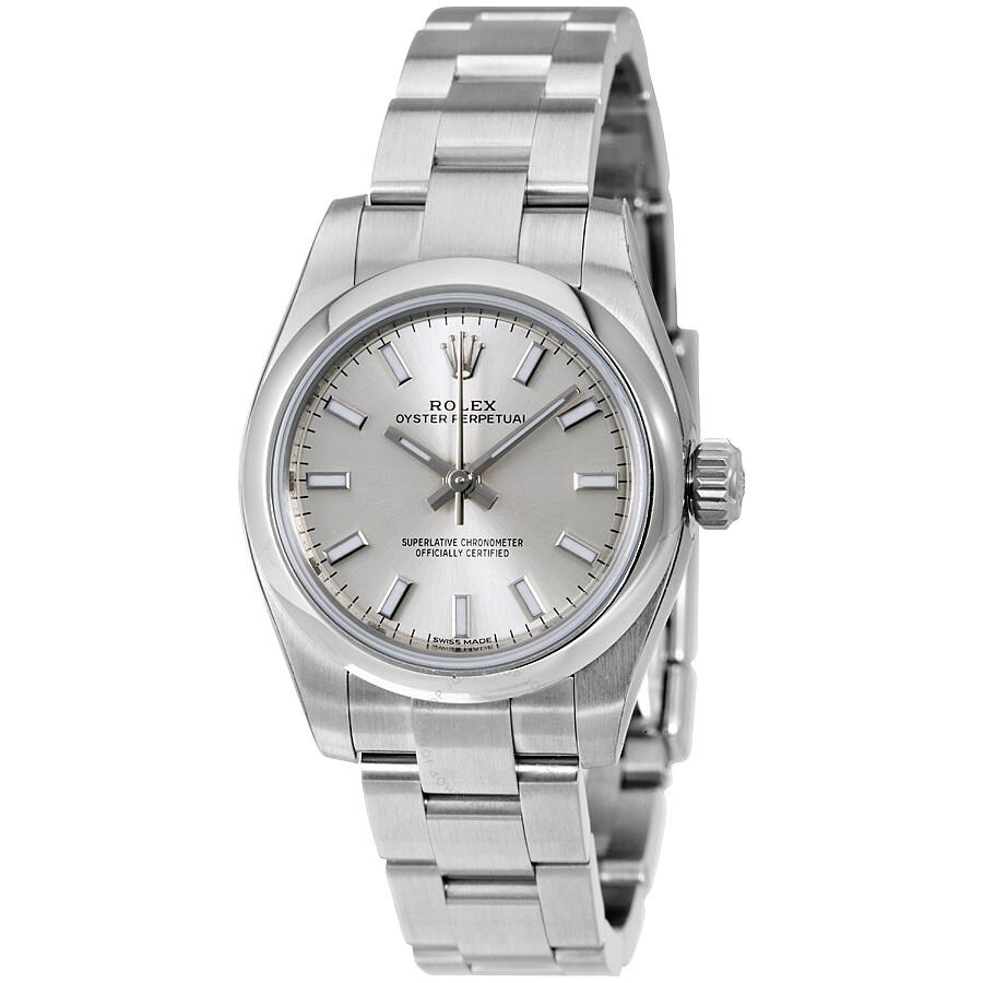Rolex Oyster Perpetual Silver Dial Stainless Steel Ladies Watch ...