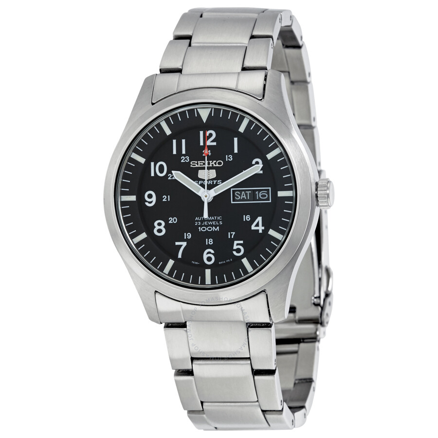 Seiko 5 Automatic Black Dial Stainless Steel Men's Watch SNZG13 ...