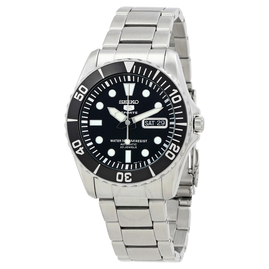 Seiko 5 Automatic Black Dial Stainless Steel Men's Watch SNZF17 - Seiko ...