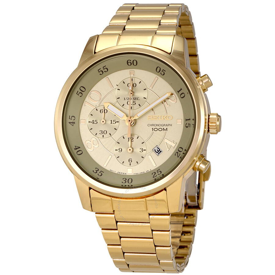 Seiko Chronograph Gold Dial Men's Watch SNDW84 - Seiko - Watches - Jomashop