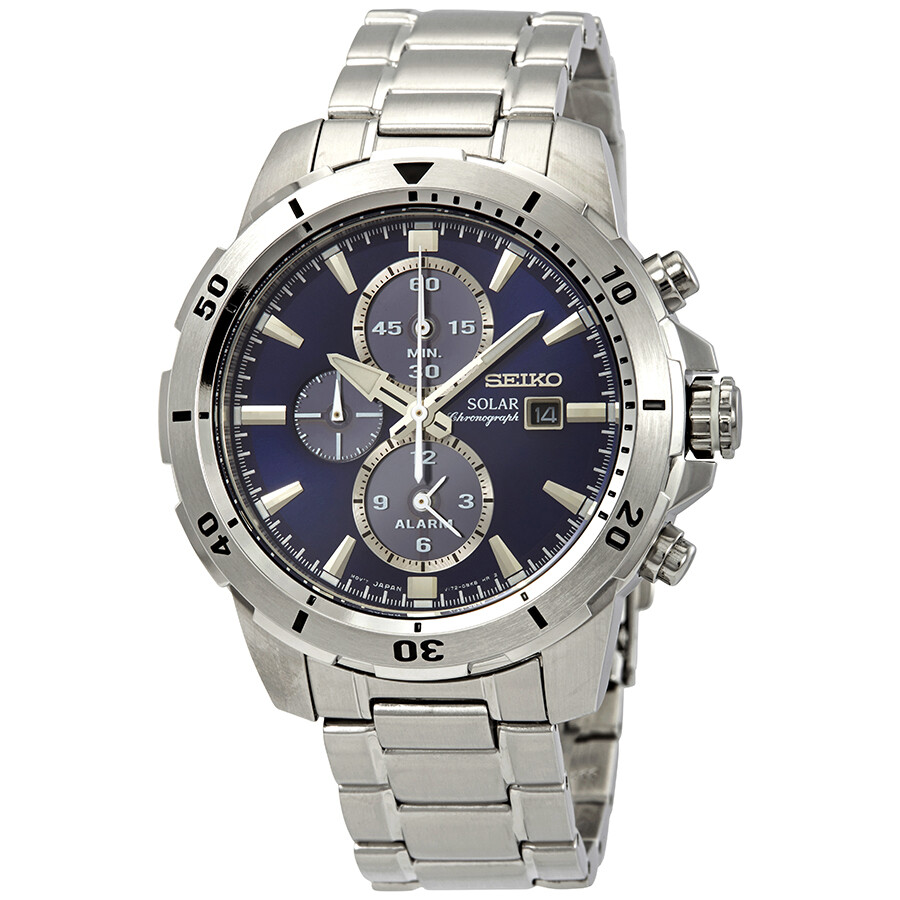 Seiko Solar Alarm Chronograph Blue Dial Men's Watch SSC555P1 Solar Chronograph Seiko