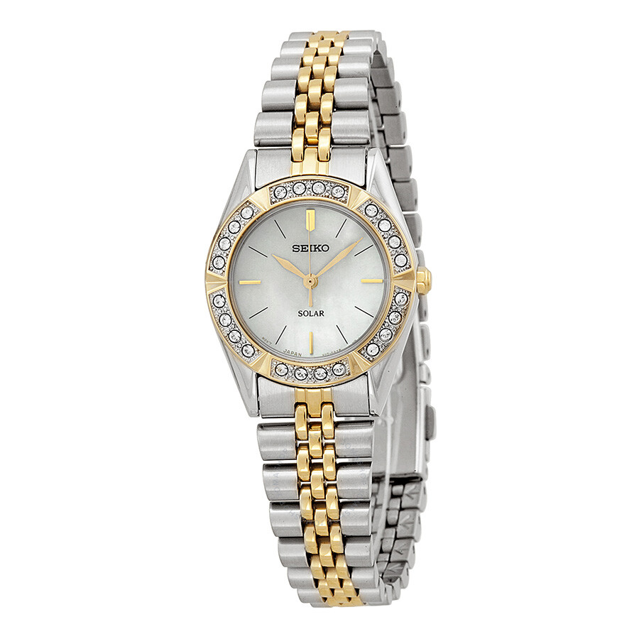 Seiko Solar Mother of Pearl Dial Two-tone Stainless Steel Ladies Watch ...