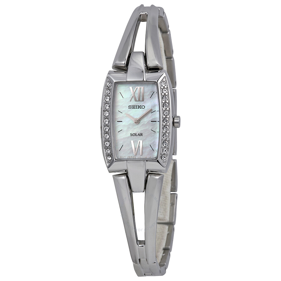 Seiko Solar Tressia Swarovski Crystal Stainless Steel Ladies Watch ...