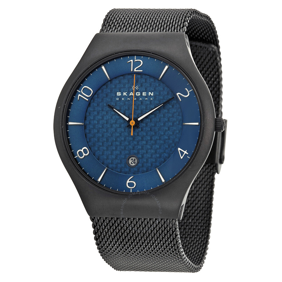 Skagen Grenen Blue Dial Back Titanium Mesh Men's Watch SKW6147 ...