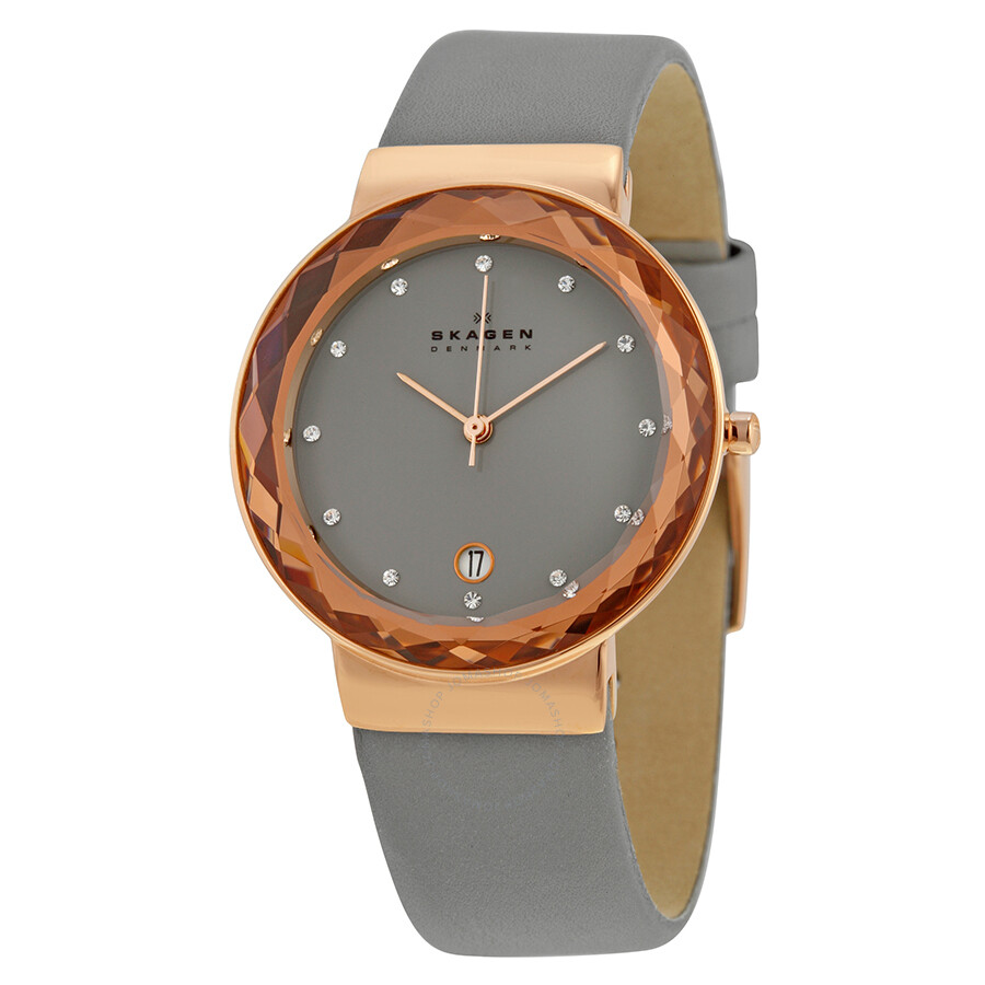 Skagen Grey Dial Grey Leather Ladies Watch SKW2122 - Skagen - Watches ...