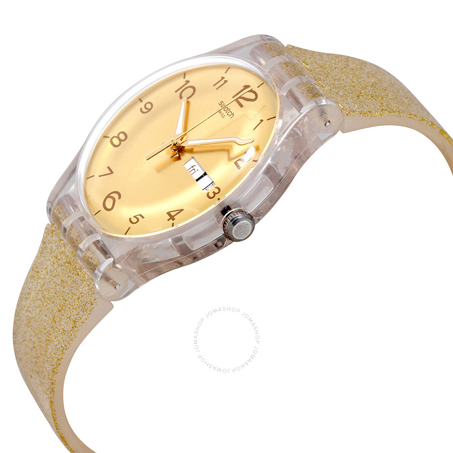 Swatch Golden Dial Golden Sparkle Silicone Ladies Watch SUOK704 Other