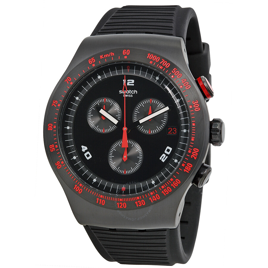 Swatch Irony Race Trophy Black Dial Chronograph Silicone Men's Watch ...