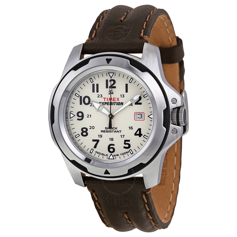 Timex Expedition Rugged Field Beige Dial Brown Leather Men's Watch ...