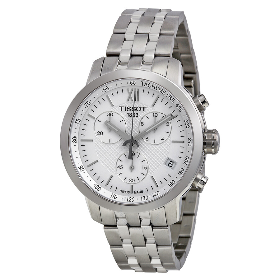 Tissot PRC200 Chronograph White Dial Stainless Steel Men's Watch ...