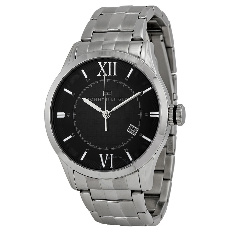 Tommy Hilfiger Classic Black Enamel Dial Stainless Steel Men's Watch ...