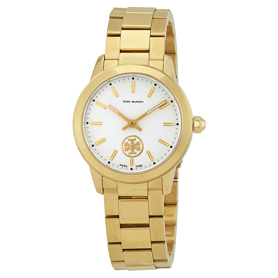 Tory Burch Collins Cream Dial Yellow Gold-tone Ladies Watch TB1300 ...