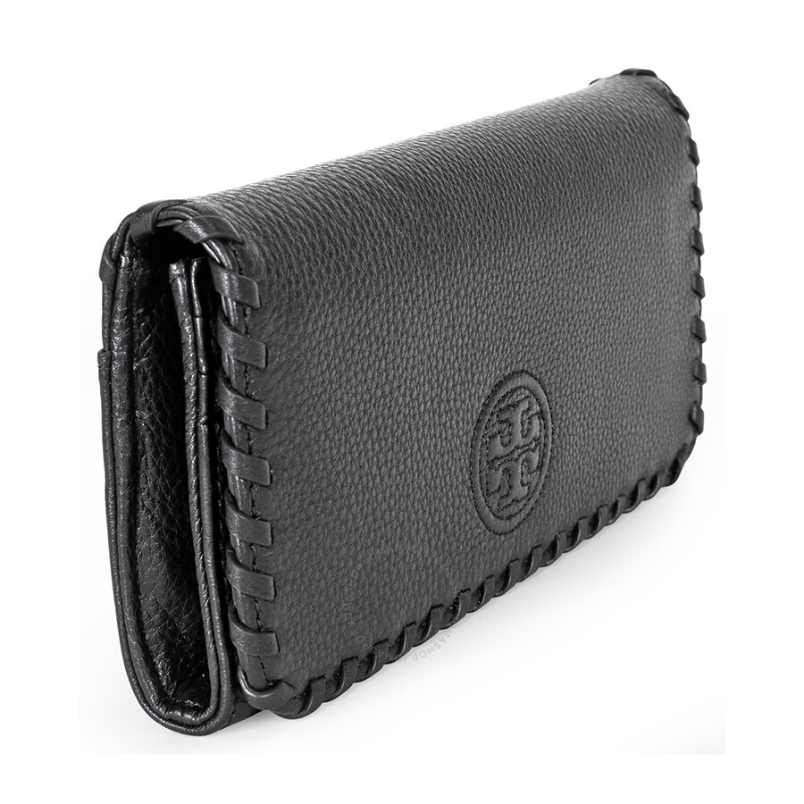 Tory Burch Marion Envelope Continental Leather Wallet Black Tory Burch Handbags Jomashop 0630