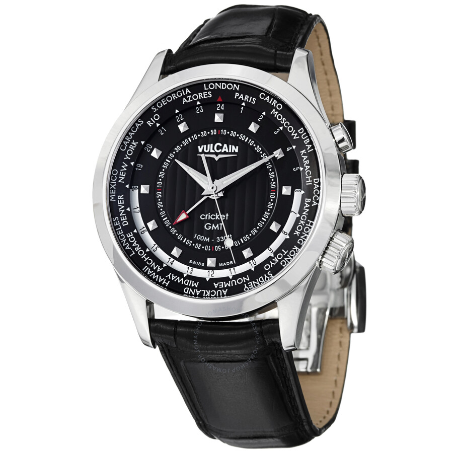 【jomashop vulcain aviator gmt mechanical black dial men's